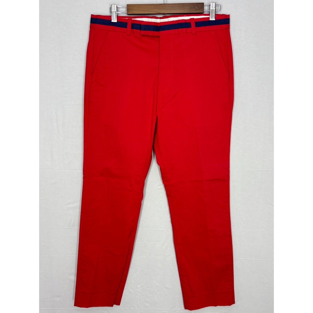G/Fore Golf Chino Pants Mens Red Straight Leg Flat Front Performance Outdoor 32